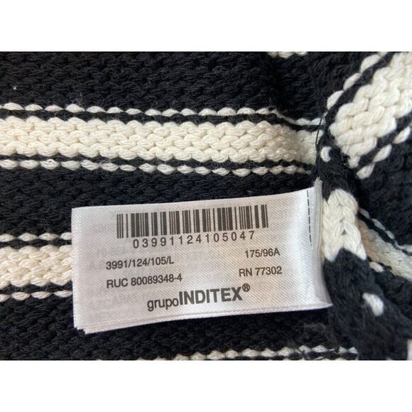 Zara Womens Cardigan Sweater Size L Black White Striped Gold Button 3991/124 NWT - Picture 7 of 9